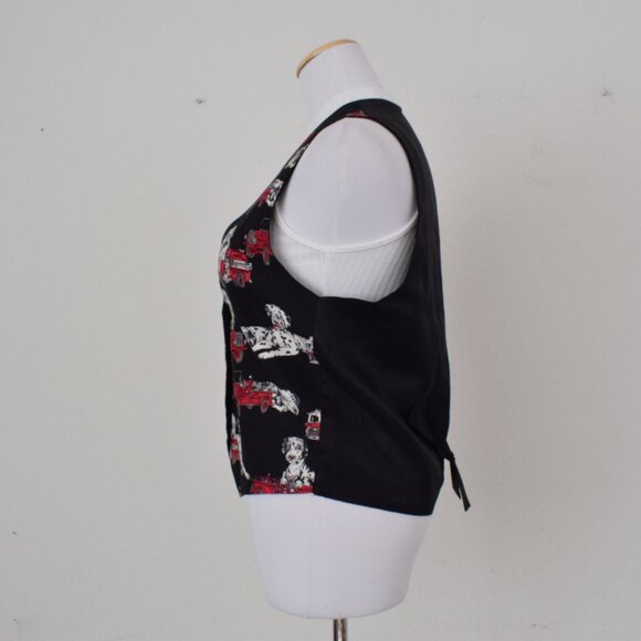 Vintage Dalmation Red Fire Engine Lined Cotton/Acetate Vest by Capelli - Picture 2 of 11
